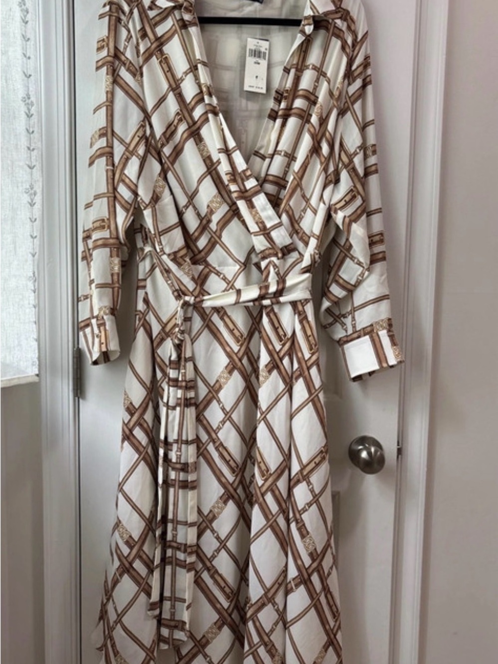 Ralph Lauren Plus Size Belting-Print Georgette Dress NWT